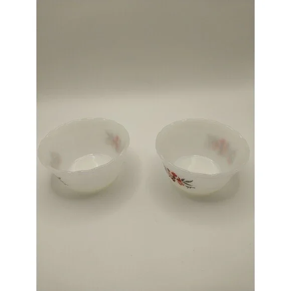 Vintage Floral  Fire King Primrose Custard Cups Set Of 2- 6 Oz EUC - Picture 3 of 8